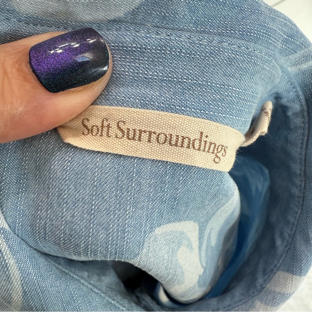 Soft Surroundings Women's Denim-Blue Tencel Chambray Lochlea Tunic Shirt - Picture 7 of 14
